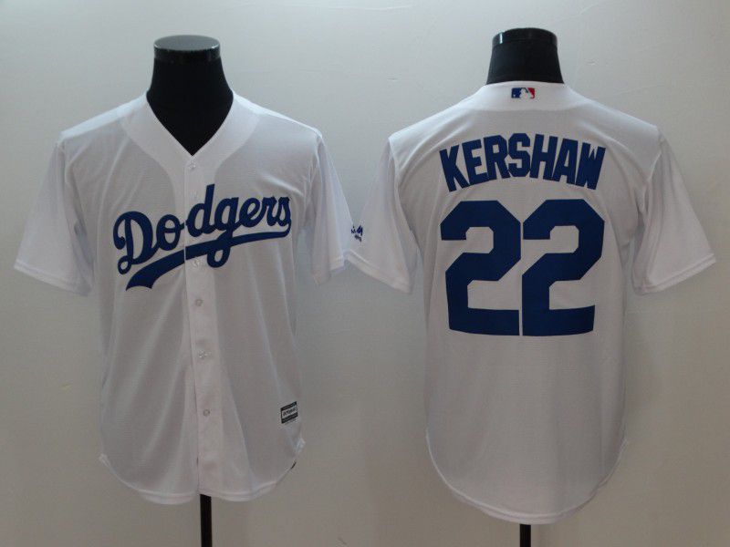 Men Los Angeles Dodgers #22 Kershaw White Game MLB Jerseys